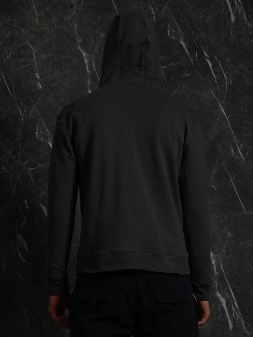 Grey Solid Relaxed Fit Hoddie