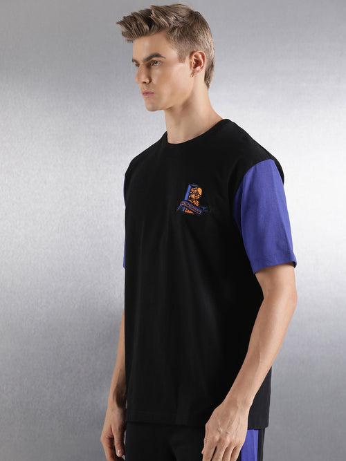 Black Printed Half Sleeve Oversized Fit T-Shirt