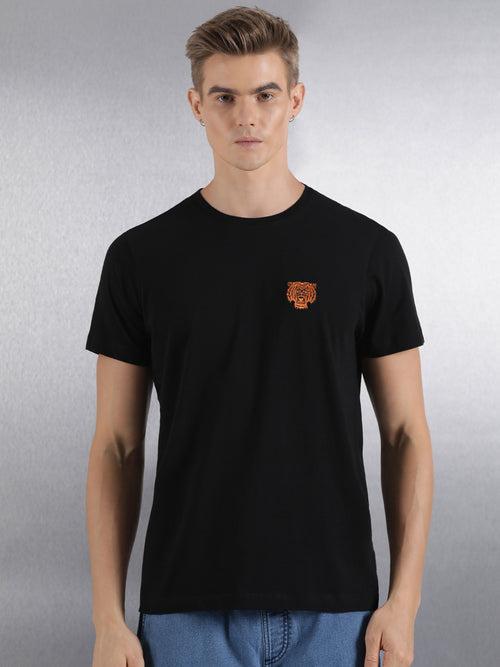 Black Solid Half Sleeve Regular Fit T-Shirt