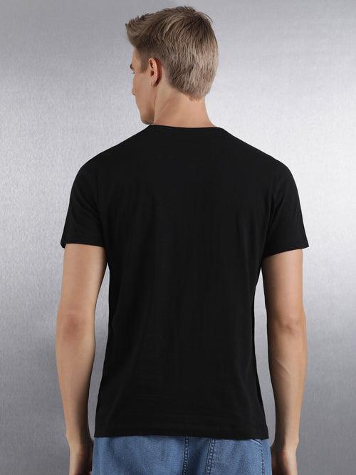 Black Solid Half Sleeve Regular Fit T-Shirt