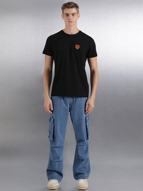 Black Solid Half Sleeve Regular Fit T-Shirt