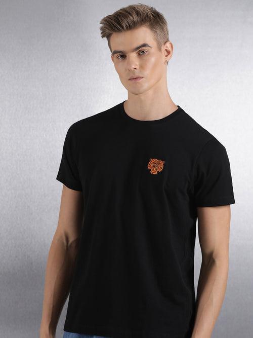 Black Solid Half Sleeve Regular Fit T-Shirt