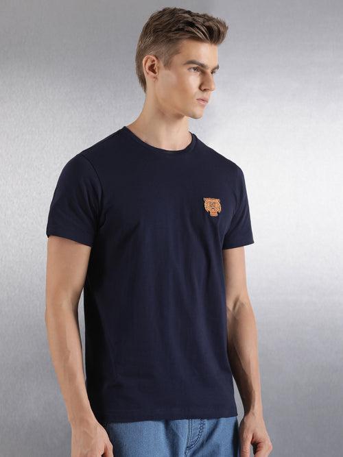 Navy Solid Half Sleeve Regular Fit T-Shirt