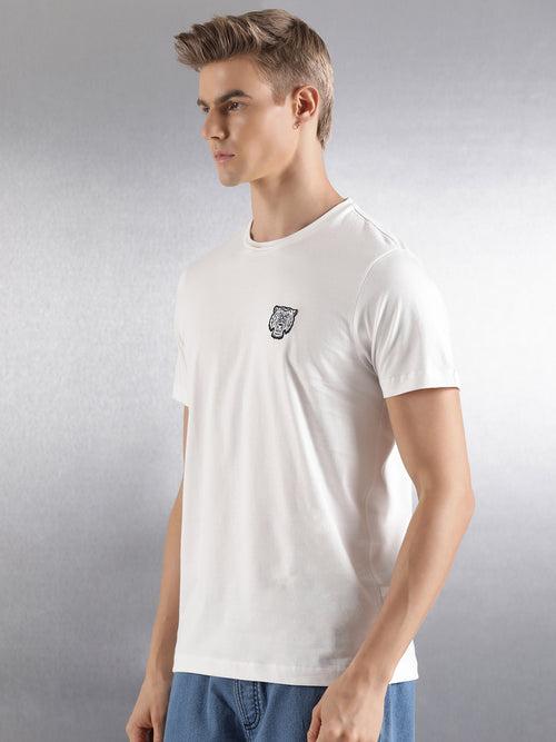 Off-White Solid Half Sleeve Regular Fit T-Shirt