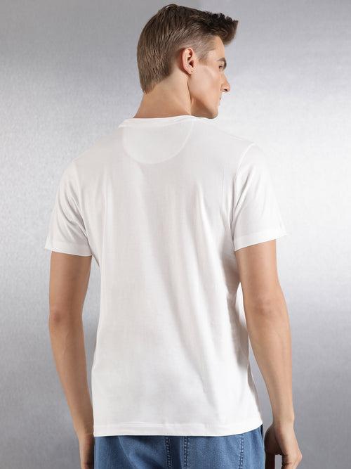 Off-White Solid Half Sleeve Regular Fit T-Shirt