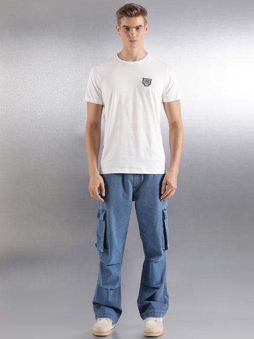 Off-White Solid Half Sleeve Regular Fit T-Shirt