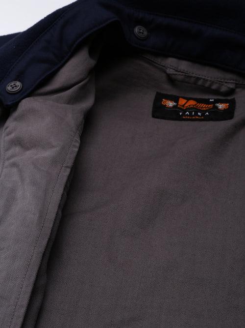 Grey Full Sleeve Utility Jacket with Detachable Collar