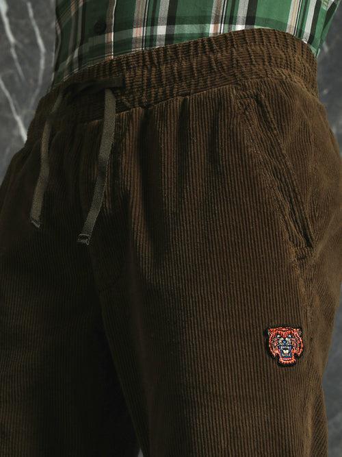 Olive Slim Fit Corduroy Jogger Trouser