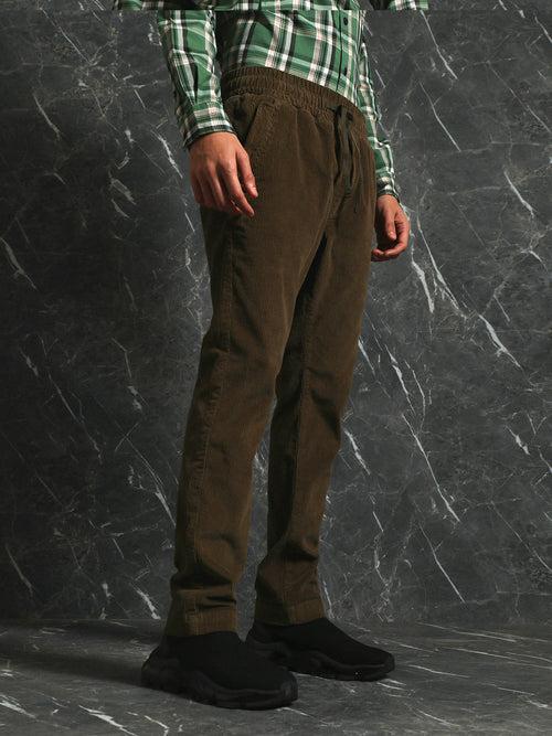 Olive Slim Fit Corduroy Jogger Trouser