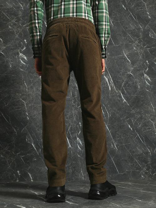 Olive Slim Fit Corduroy Jogger Trouser