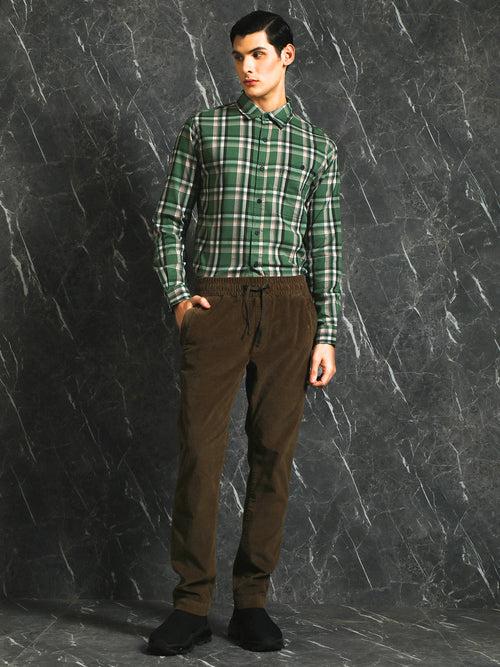 Olive Slim Fit Corduroy Jogger Trouser