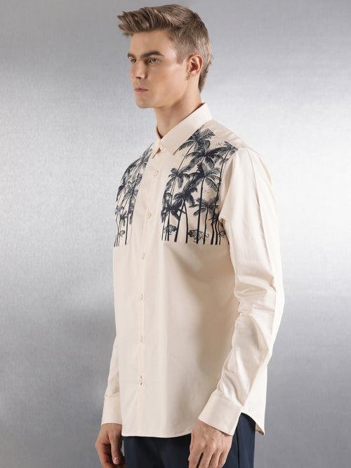 long sleeves shirt with cut and sew panel at front