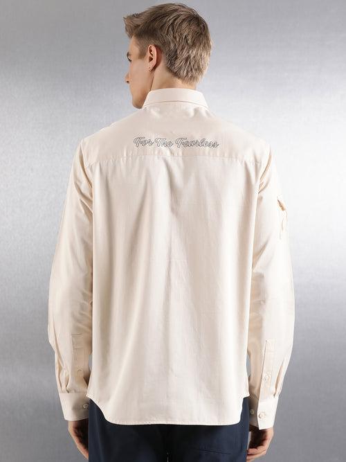 long sleeves shirt with cut and sew panel at front