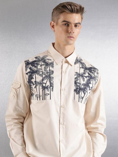 long sleeves shirt with cut and sew panel at front