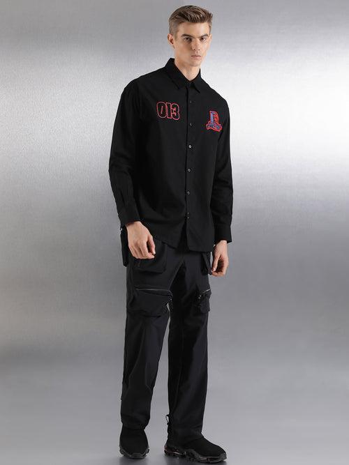 Black Oversized kurta Shirt With Extendable Back Panel