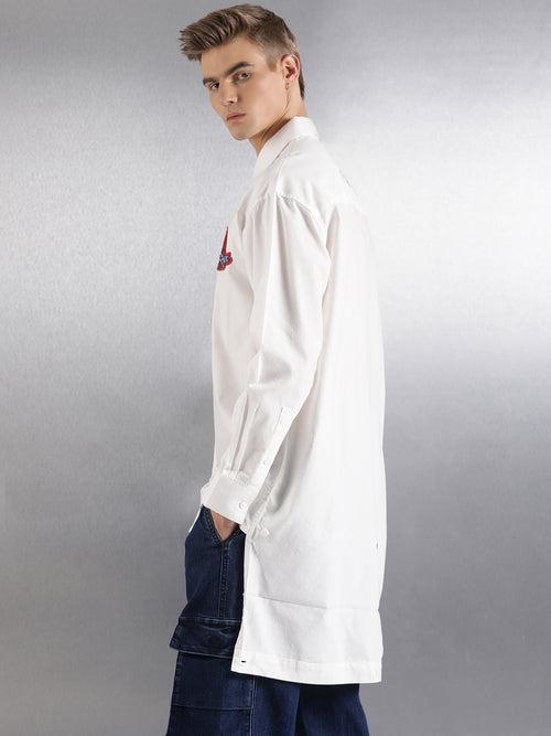Off-White Kurta Oversized Shirt With Extendable Back Panel