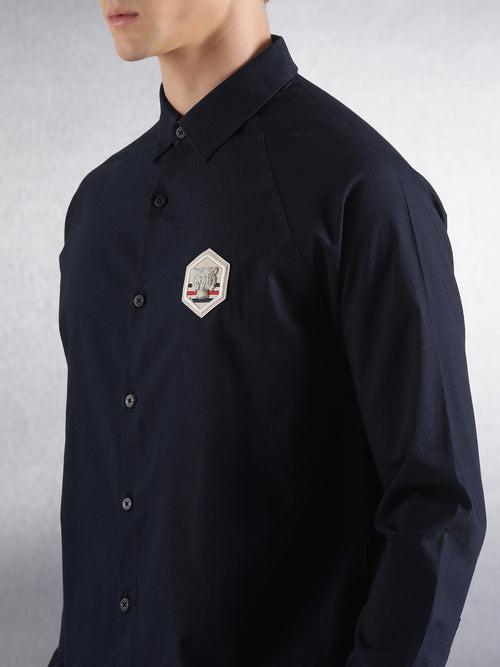 Navy Full raglan sleeve Relaxed Fit shirt