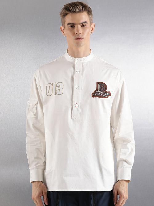 Off-White Oversized Full Sleeve Overhead Kurta Shirt