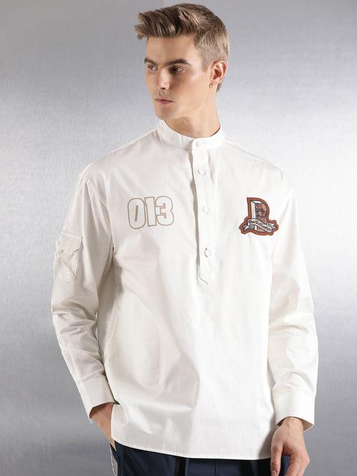 Off-White Oversized Full Sleeve Overhead Kurta Shirt