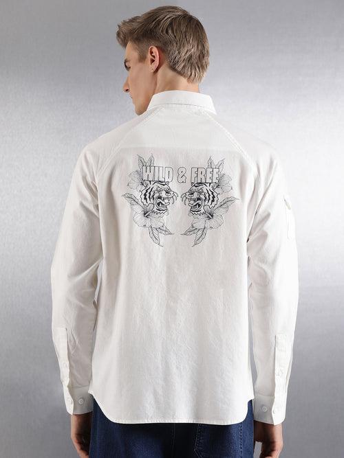 Off-White Printed Full Sleeve Relaxed Fit Shirt