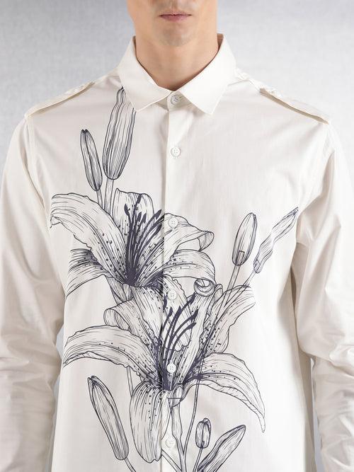 Off-White Full Sleeve Relaxed Fit Shirt With Epaulette