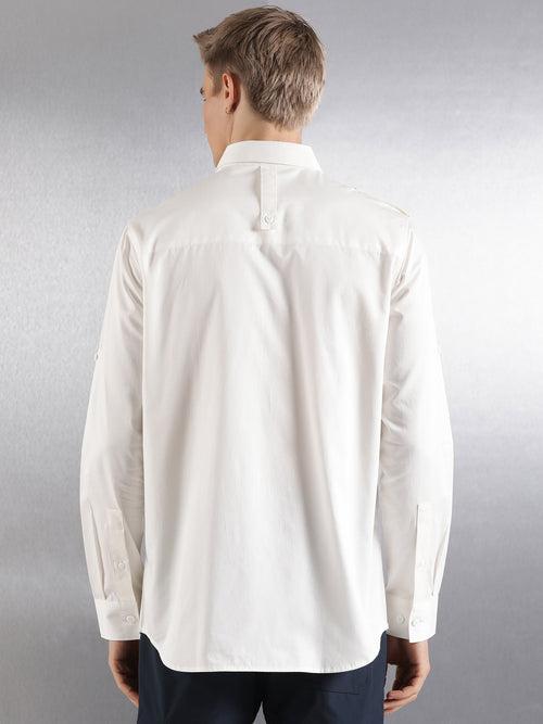 Off-White Full Sleeve Relaxed Fit Shirt With Epaulette