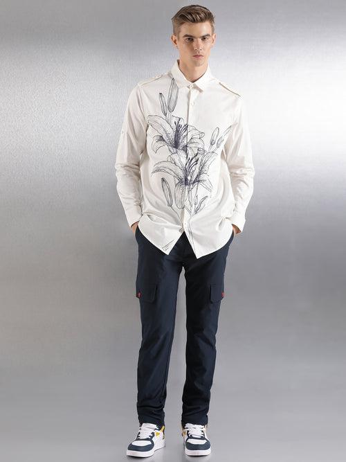 Off-White Full Sleeve Relaxed Fit Shirt With Epaulette