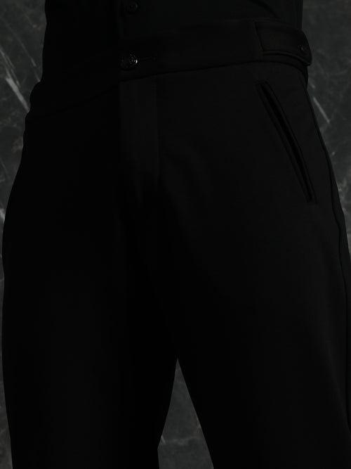 Black Slim Fit Trouser With Button Waist Adjuster