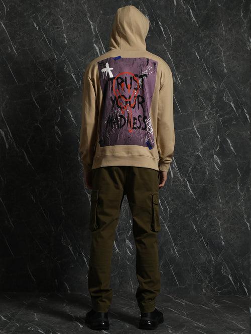 Beige Trust Your Madness Relaxed Fit Hoodie