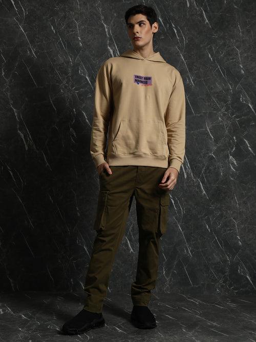 Beige Trust Your Madness Relaxed Fit Hoodie