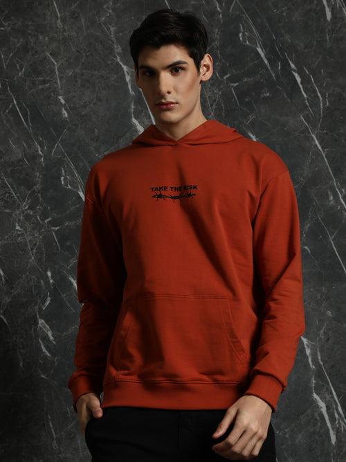 Rust Full Sleeve Fearless Relaxed Fit Hoodie