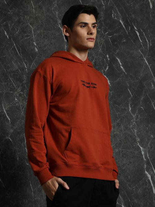 Rust Full Sleeve Fearless Relaxed Fit Hoodie