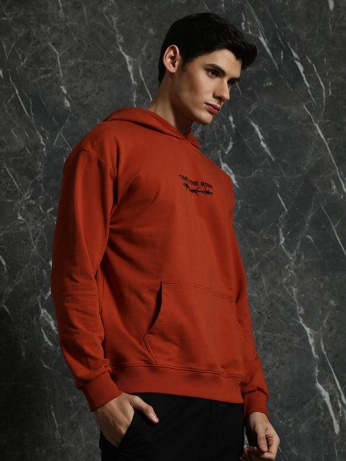 Rust Full Sleeve Fearless Relaxed Fit Hoodie