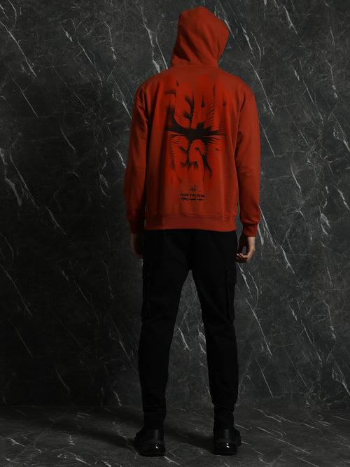 Rust Full Sleeve Fearless Relaxed Fit Hoodie