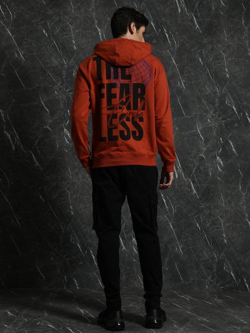 Rust Full Sleeve Fearless Relaxed Fit hoodie