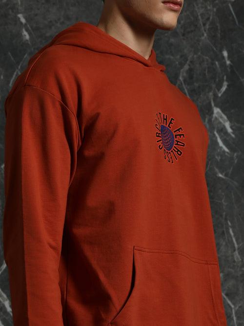 Rust Full Sleeve Fearless Relaxed Fit hoodie