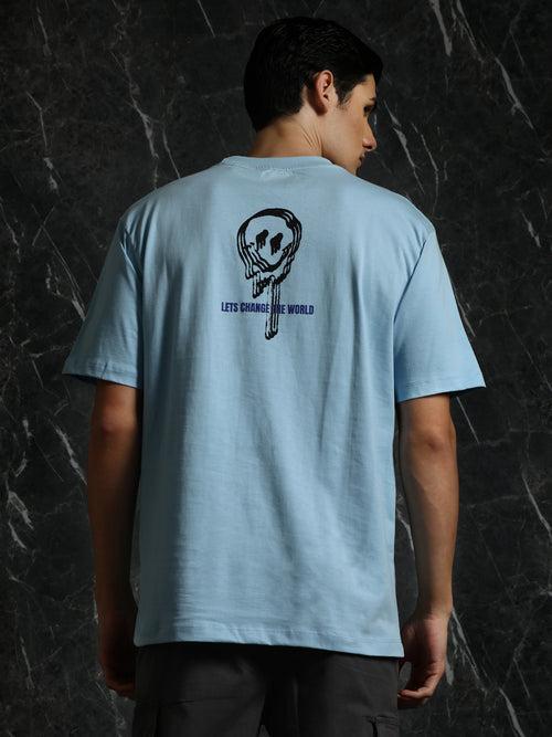 Sky Blue Fearless Oversized T-Shirt