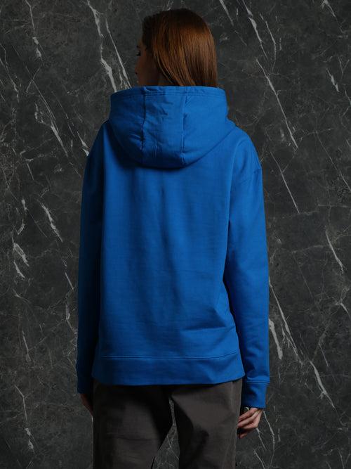 Cobalt Blue Solid Relaxed Fit Hoodie