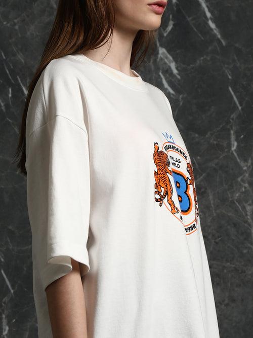 Off-White Silicon Tiger Print Oversized T-Shirt