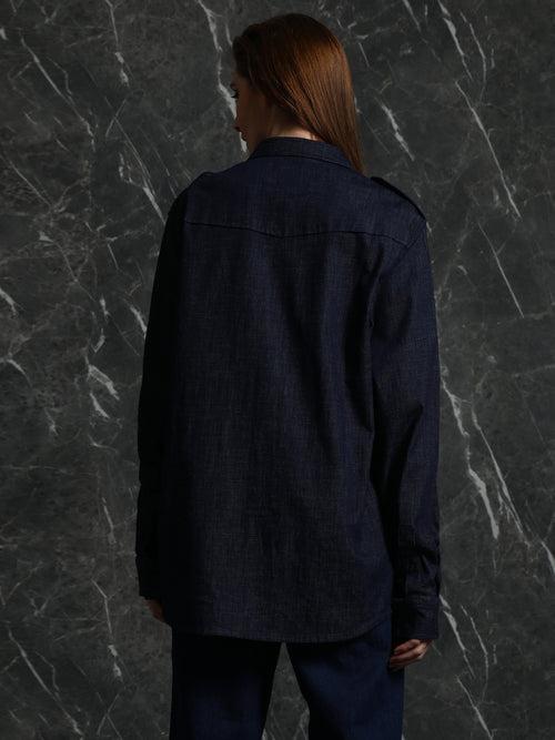 Dark Blue Denim Full Sleeve Western Shirt