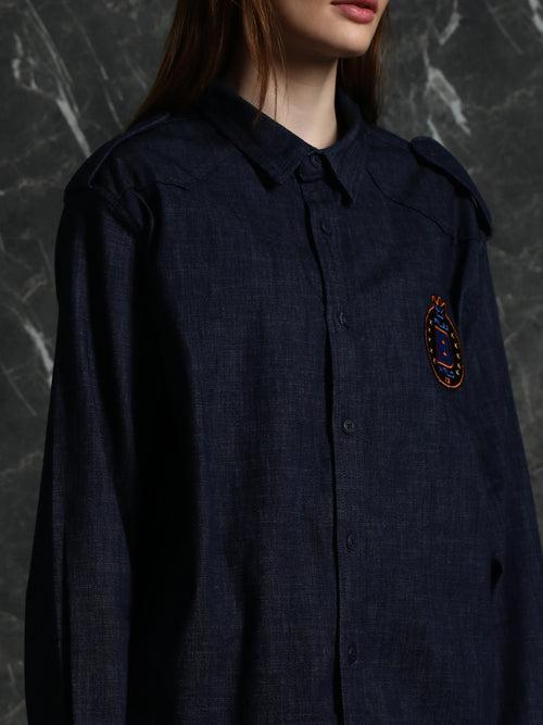 Dark Blue Denim Full Sleeve Western Shirt