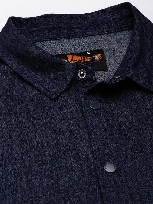 Dark Blue Embroidery applique Oversized Shirt