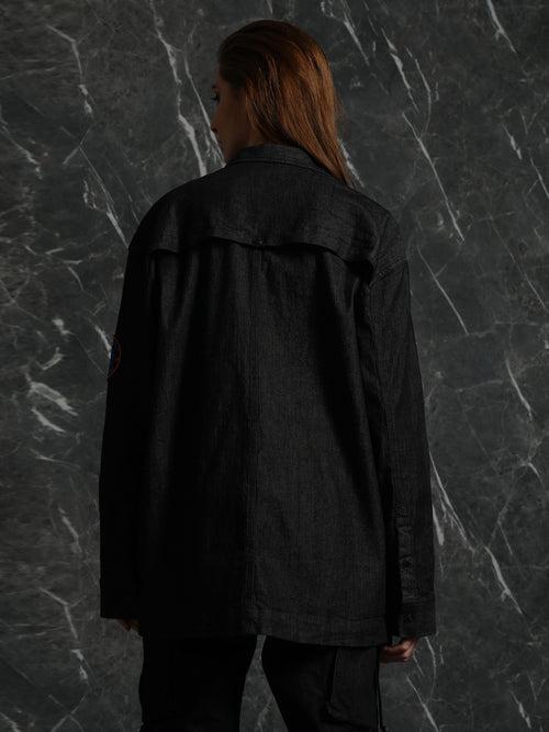 Black Taika Full Sleeve Oversized Shirt