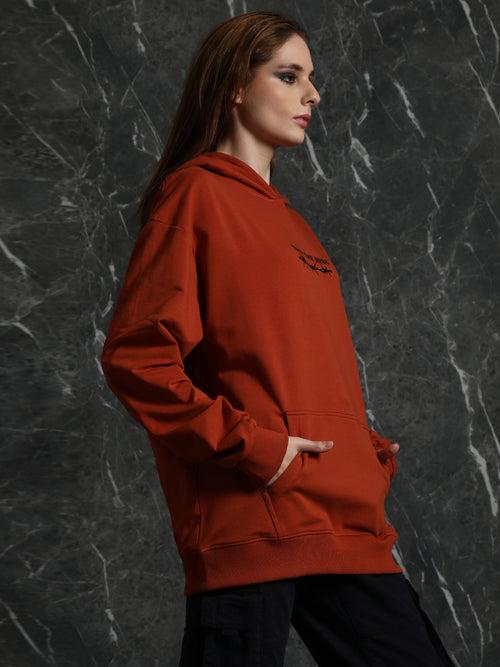 Rust Full Sleeve Fearless Relaxed Fit Hoodie