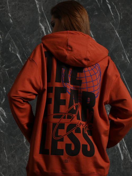 Rust Full Sleeve Fearless Relaxed Fit Hoodie