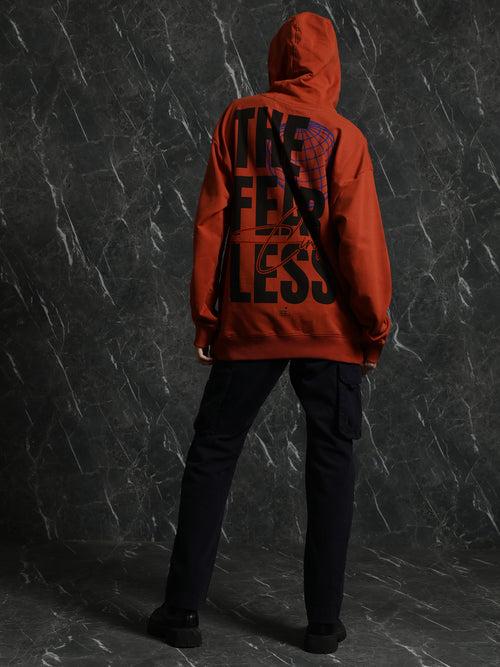 Rust Full Sleeve Fearless Relaxed Fit Hoodie