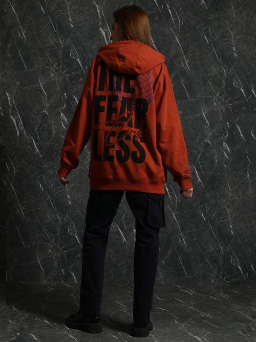 Rust Full Sleeve Fearless Relaxed Fit Hoodie