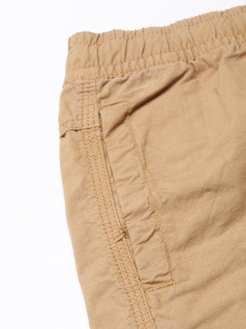 Light Camel  Slim Fit Solid Shorts