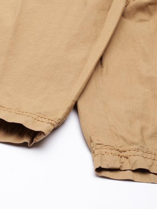 Light Camel  Slim Fit Solid Shorts