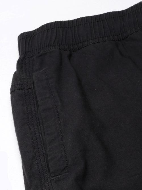 Black Slim Fit Solid Shorts